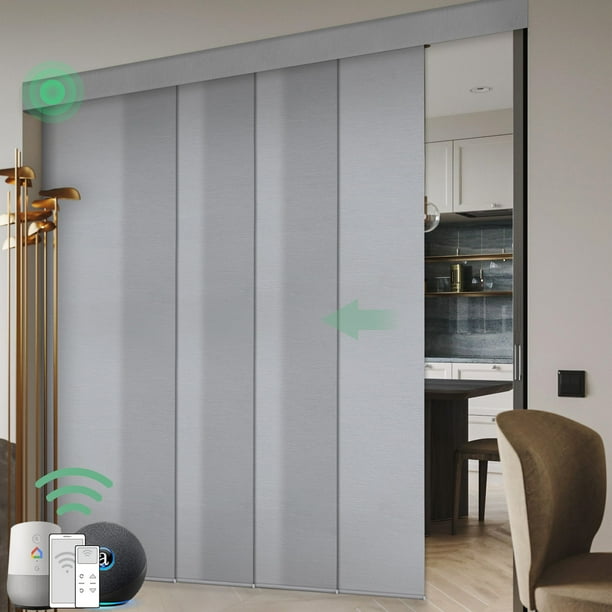Yoolax Motorized Panel Track Blind Work with Remote Control Smart Light