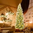 thumbnail image 1 of Harmijoy 7.5 FT Flocked Christmas Tree w/913 PE PVC Branch Tips 350 Warm White LED Lights, 1 of 8