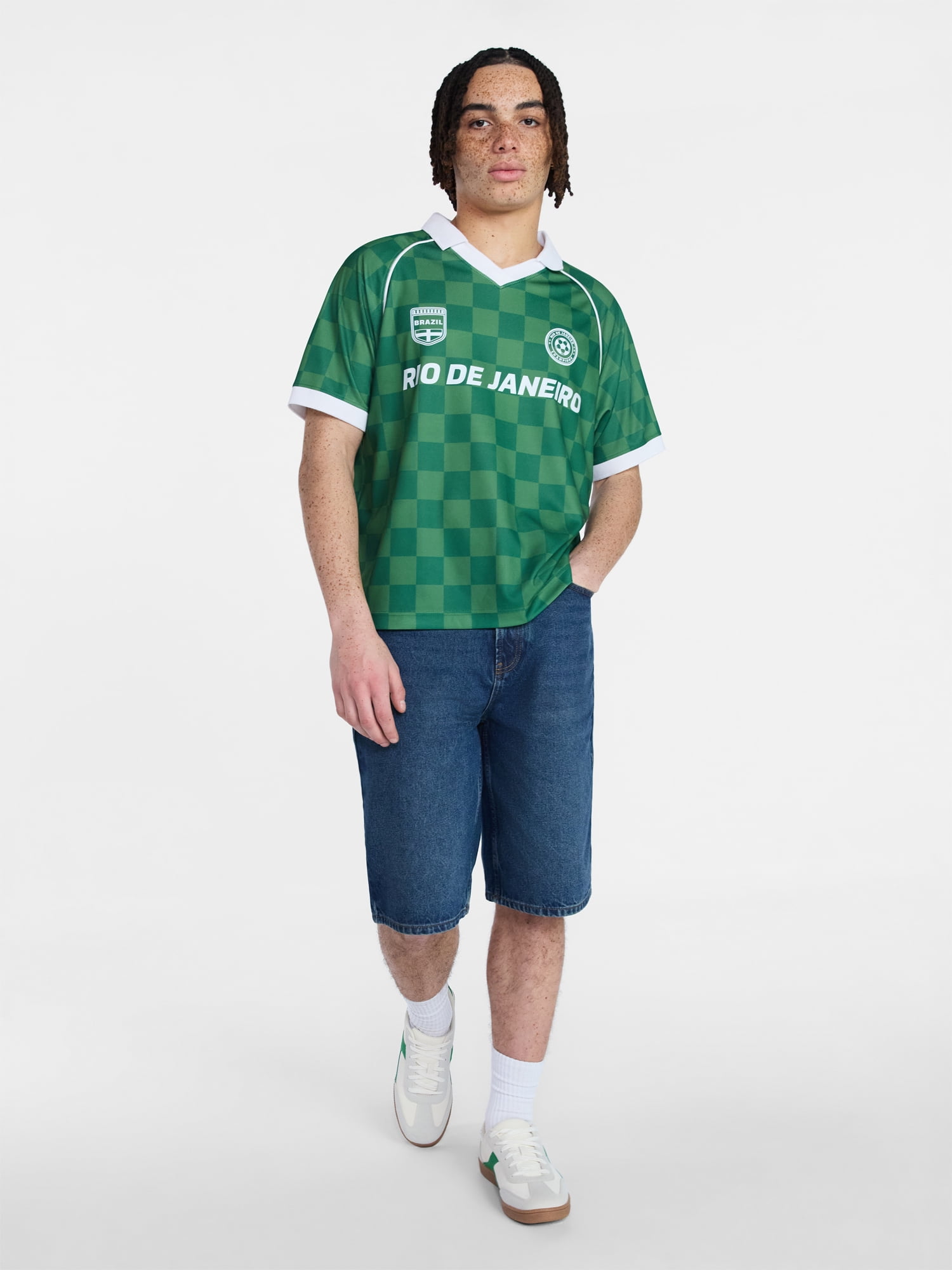 No Boundaries Soccer Jersey Mesh Tee with Short Sleeves, Men's XS-4XLT