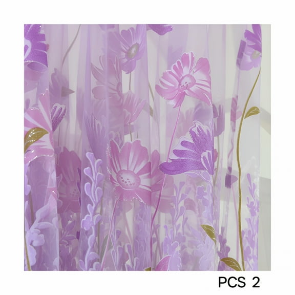 LAMIRO Floral Lace Voile Sheer Rod Pocket Curtain Panel Lace Curtains