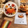 thumbnail image 4 of Pumpkin Decor, Halloween Embroidery Kit, Embroidery Starter Kit for Adult Beginner with Pumpkin Flower Pattern Hand Embroidery Set with Cloth Hoop Needle Threader Floss and Instruction, 7.87in, 4 of 8