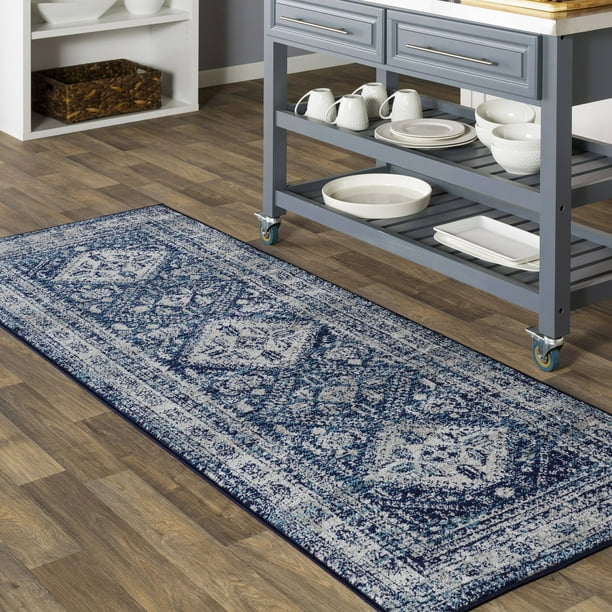 Mark&Day Area Rugs, 2x8 Jules Traditional Navy Runner Area Rug (2'7" x