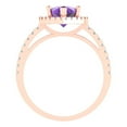 thumbnail image 4 of 2.38 ct Pear Cut Natural Amethyst Halo Engagement Ring for Women in 18K Rose Gold, 4 of 5