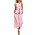 thumbnail image 2 of BRELIL Women Two Piece Sets Round Neck Sleeveless Tank Tops Wide Leg Pants Summer Casual Loungewear Matching Sets Vacation Travel Outfits Boho Solid Loose Tracksuit, Pink S, 2 of 6