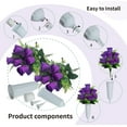 thumbnail image 3 of Artificial Cemetery Flowers,Artificial Rose Flowers with Vase,Memorial Flowers Bouquet for Cemetery,Outdoor Grave Headstones Decoration (Purple), 3 of 5
