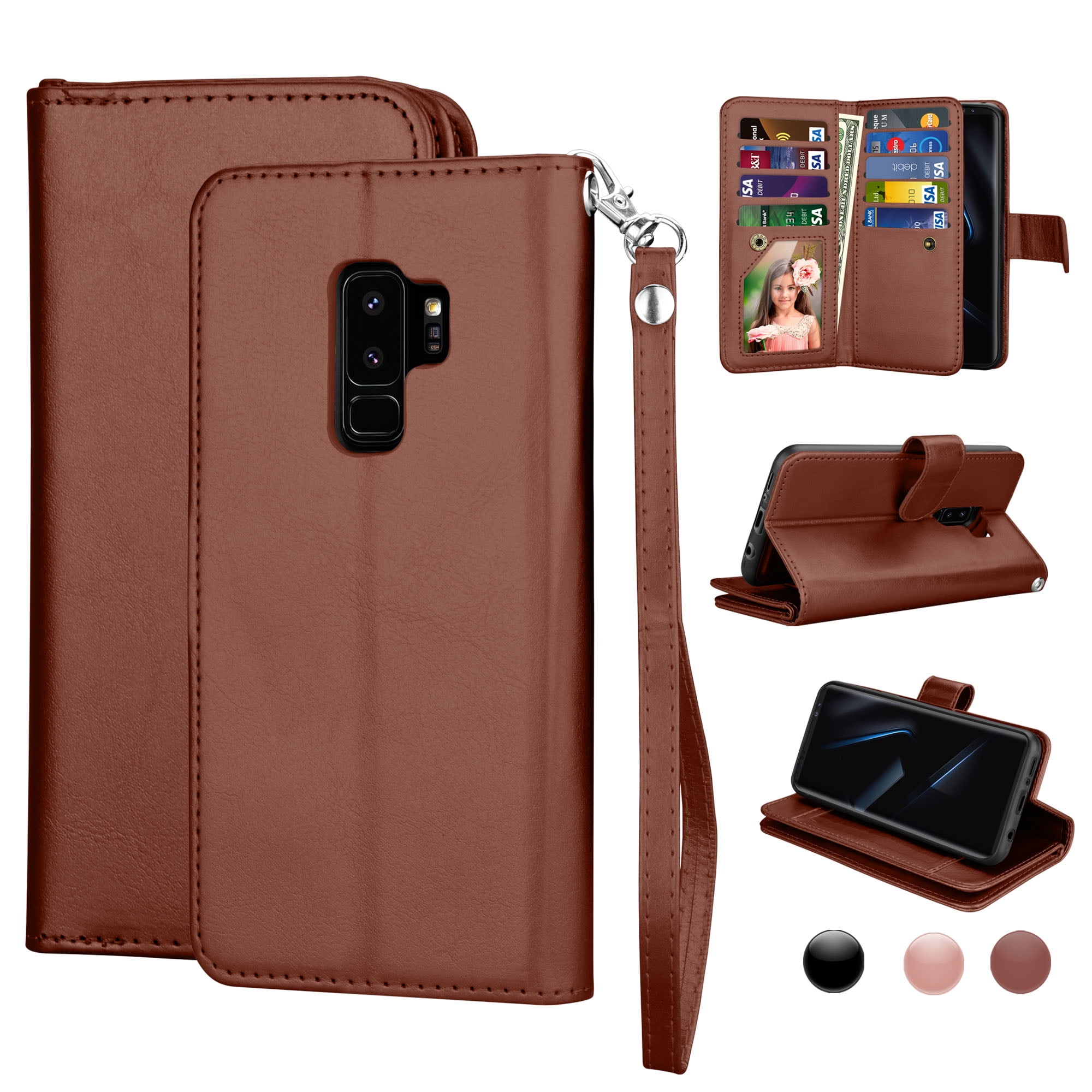 Wallet Cases For Samsung Galaxy S10 / S10E / S10+ / S10 Plus / S9 / S9+ / S9 Plus, Njjex [Wrist