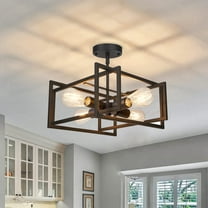 4-Light Close to Ceiling Light Black Light Fixture Industrial Flush Mount Ceiling Light Farmhouse Chandelier Lighting for Kitchen Island Dining Room Bedroom Foyer Hallway