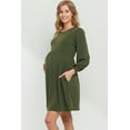 thumbnail image 2 of Solid Round Neck Maternity Skater Dress with Pockets, 2 of 3