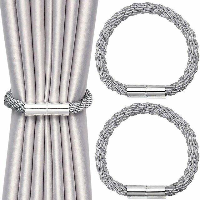 Paquete de 2 alzapaños magnéticos para cortinas, alzapaños para cortinas, clips para cortinas, clips para cortinas, hogar, cafetería, oficina, gris