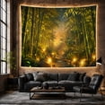 thumbnail image 6 of Bamboo Forest With Stone Pathway and Glowing Lanterns, Serene Fantasy for Nature Lovers, Mystical Forest Art, Housewarming Gift, Tapestry Wall Hanging for Living Room and Bedroom, 6 of 7