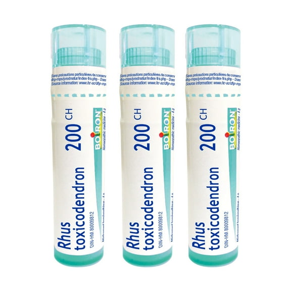 Boiron Rhus Toxicodendron – Homeopathic Medicine, Box of 3 Tubes (4g Each, Approx. 80 Pellets per Tube)