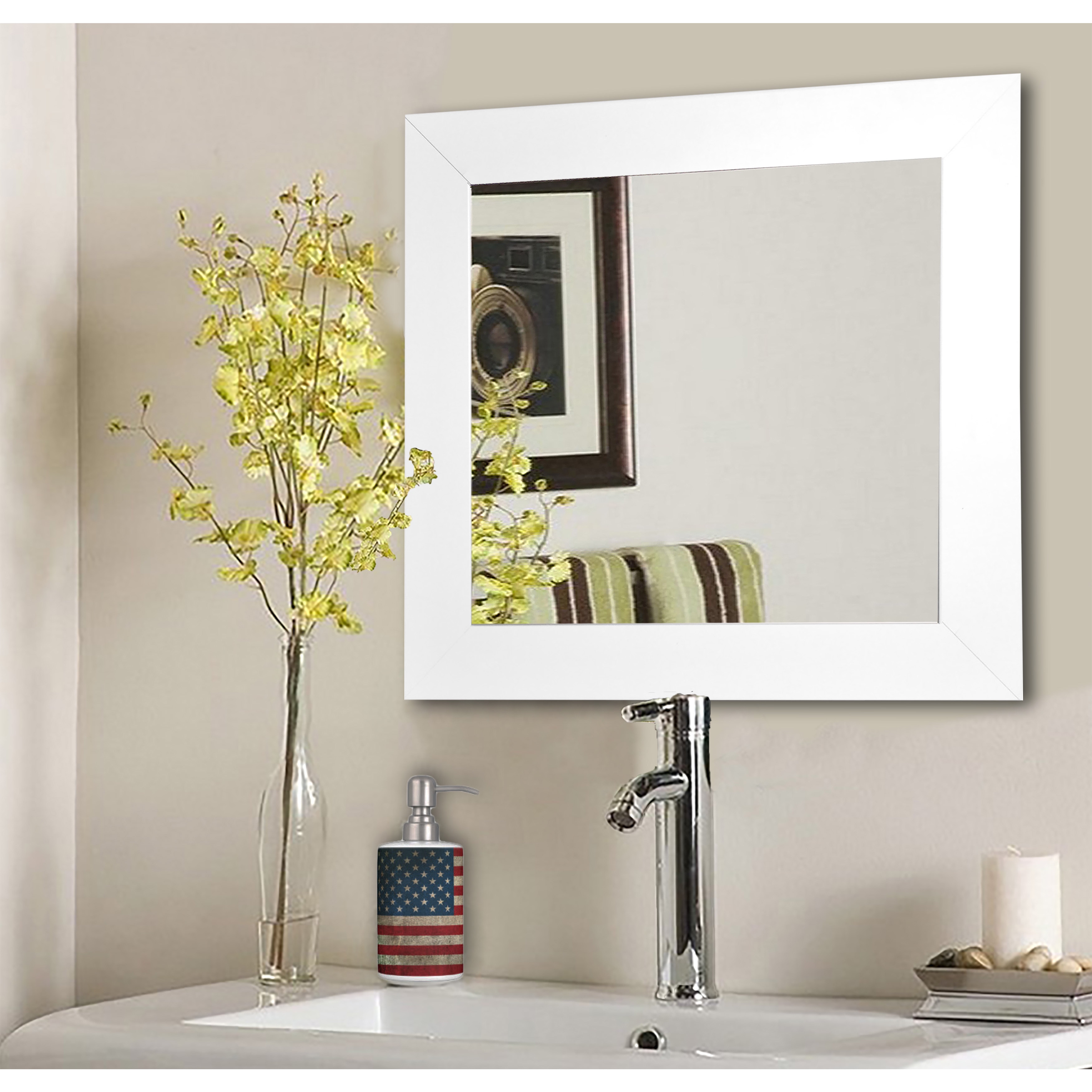 Rayne Mirrors Rayne White Satin Wide Wall/ Vanity Mirror