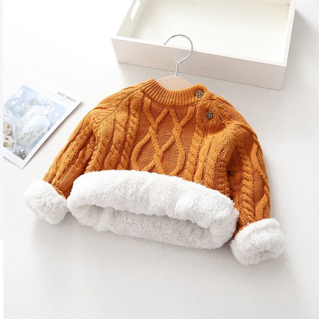 Baby Girl Clothes Sweater Winter And Fleece Thickened Spring Jumper Knit Base Baby Girl Clothes on Clearance