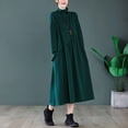 thumbnail image 2 of Vestido de cuello alto medio suelto de punto de talla grande artístico de otoño e invierno para mujeres gorditas, 2 of 5