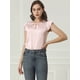thumbnail image 3 of INSPIRE CHIC Blusa De Manga Corta Plisada Sólida Recta Con Abertura En La Espalda Para Mujer Rosa M, 3 of 6