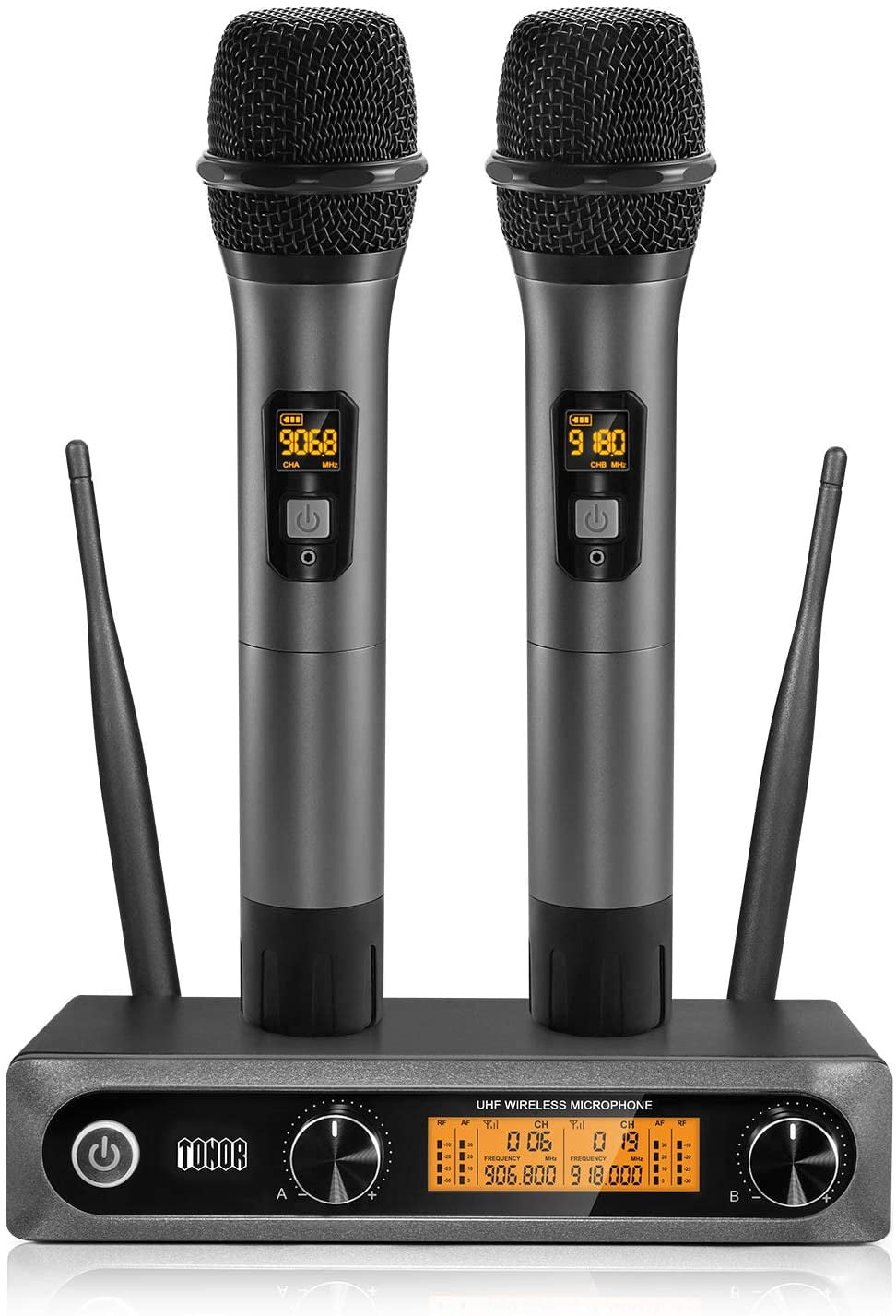 328ft Range DJ Kimyah All Metal Dual UHF Cordless Mics of Handheld Wireless Microphone System Wedding KY-8208 Ideal for Church Conference and Karaoke 