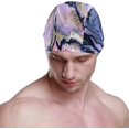 thumbnail image 2 of FYBTO Swimming Cap Purple Marble Textured Unisex Adult FYBTO Polyester, 2 of 4