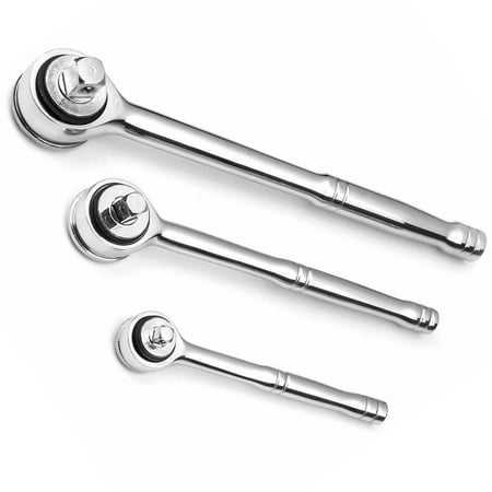 

3pc Ratchet Proto Type Drive Socket Wrench 1/4 3/8 1/2 Carbon Steel Heat Treated