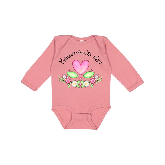 Inktastic Mawmaw's Girl Heart Flowers Girls Long Sleeve Baby Bodysuit