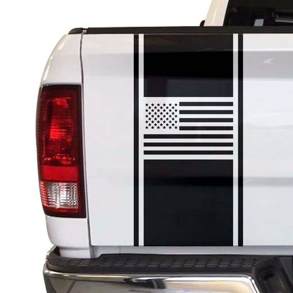 American USA Flag Racing Stripes Truck Tailgate Vinyl Decal Sticker Sport Lines Styling Straight Lines Compatible with Most Pickup Trucks Back Graphic Sporting (11" x 25", Black)