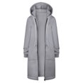 thumbnail image 5 of Sweatshirt Coat for Women Winter wycnly Hooded Long Coat for Women Plus Size Casual Solid Fleece Sweatshirt Overcoat Long Sleeve Open Zip Trench Jacket Outwear Jacket Holiday, 5 of 7