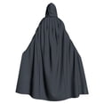 thumbnail image 2 of siminsem Velvet Hooded Cloak Adult Halloween Full Length Cape UniMedieval Witch Robe Cosplay Masquerade Party Gothic Vampire Renaissance Dress Up Cloak 1 Pack, Dark Gray,M, 2 of 6