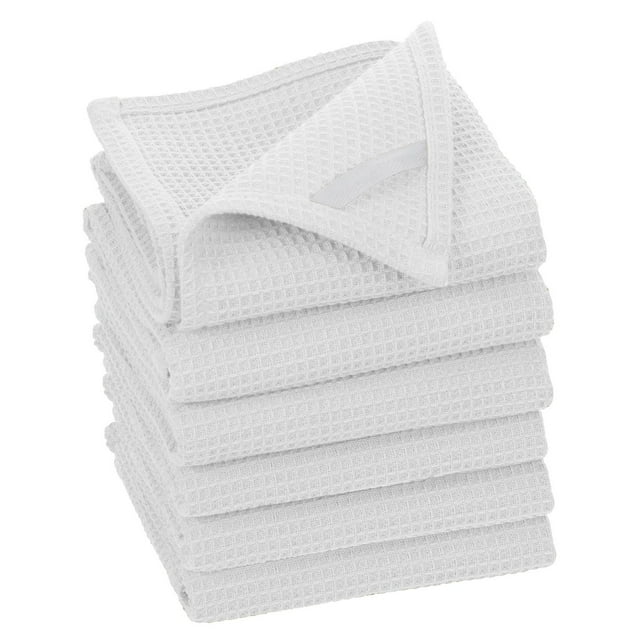 Fabstyles Broadway Waffle Cotton Kitchen Towels, Soft Quick-Drying, and Absorbent Waffle Design Multi-Purpose Wash Cloths Dish Scrubber, 28" X 18"