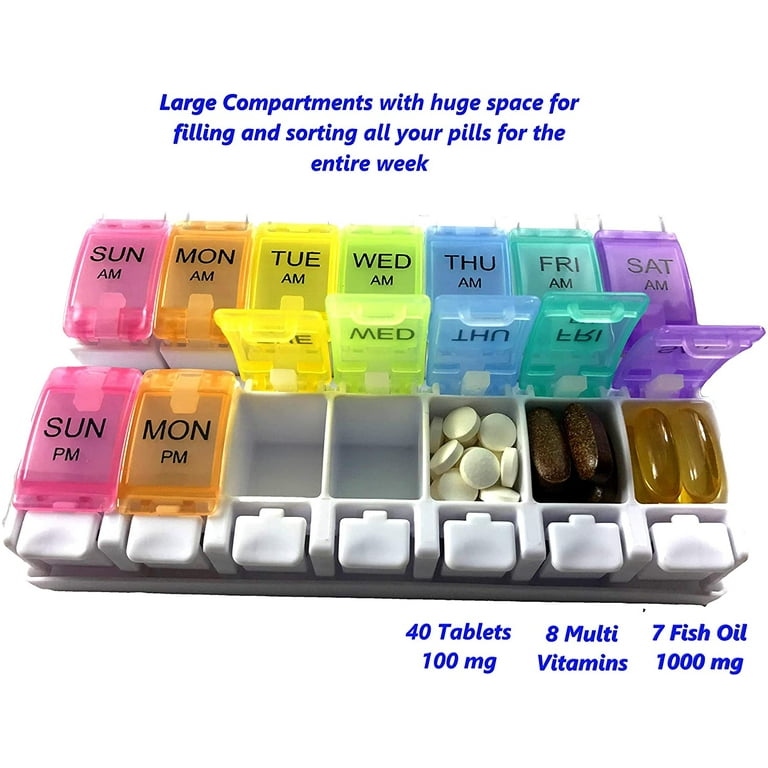 AUVON XL Weekly Pill Organizer 2 Times a Day, AM PM Pill Box 7 Day