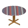 thumbnail image 3 of WYYP  Round Edge Closing Tablecloth, Chevron Elastic Edged Tablecloth, Navy Colored Minimalist, Fit Round Tables, for Outdoor Indoor Use, Multicolor White, 3 of 7