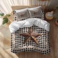 thumbnail image 2 of Rusty Country Stars Full Size Comforter Set, Farmhouse Berries Vine Black Beige Plaid Bedding for All Seasons, 4 Pcs Bed Set, 1Quiltcover (86"x86") ,1Sheet(80"x116"), 2Pillowcases (30"x20"), 2 of 9