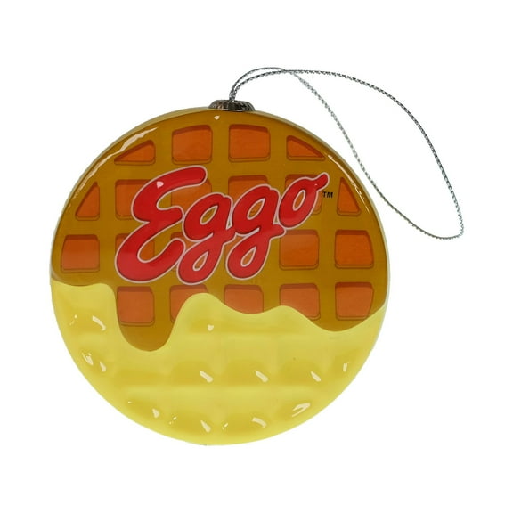 Kellogg's Eggo Decoupage Holiday Ornament, 4 inches Tall, Faux Food, Plastic, Yellow, Novelty Ornament
