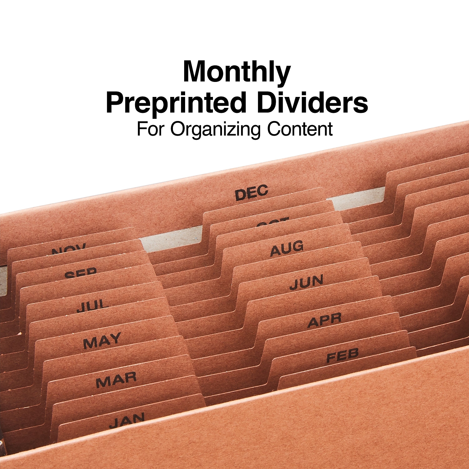 HITOUCH BUSINESS SERVICES Heavy Duty Reinforced Accordion File Monthly Index 12-Pocket Lgl Brown