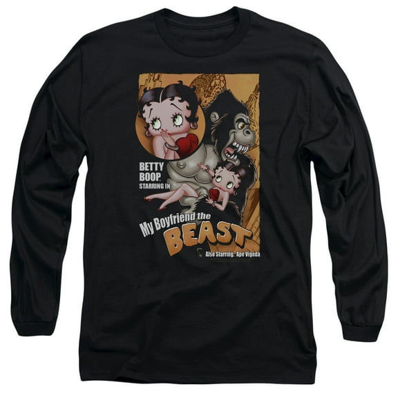 Betty Boop Men's  Boyfriend The Beast Long Sleeve Black