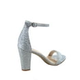 thumbnail image 2 of Rise-7 Women's Open Toe Ankle Strap Buckle Chunky High Heels Sandals Shoes ( Silver, 8.5 ), 2 of 2