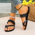thumbnail image 2 of Xfvqtps Flat Sandals for Women Clip Toe Slide Cross Straps Solid Color Simple Non Slip Lightweight Summer Sandals Black, 2 of 7
