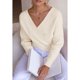 thumbnail image 5 of Suéter Con Hombros Descubiertos, Suéter Con Cuello En V, Suave, Transpirable, Informal, Elegante, De Moda, Color Puro Para Mujeres Para El Trabajo Diario ANGGREK DE1711, 5 of 7