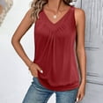 thumbnail image 6 of Red Women's Tanks, Womens Tank Tops Loose Fit V Neck Ruched Sleeveless Tops Casual Basic Shirts S Xxl,Women's Tanks & Camis XL, 6 of 9
