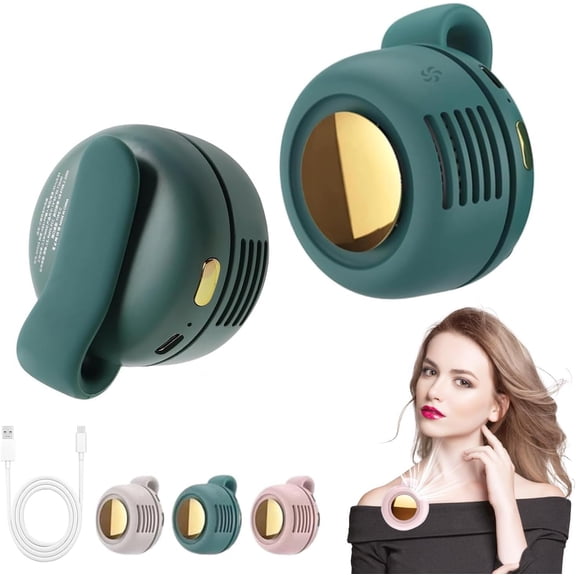 Clip On Fan Portable Rechargeable, Mini Bladeless 360° Rotatable 3-Speed Silent Personal Cooling Fan for Travel