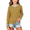 thumbnail image 3 of FSYBOA Girls Long Sleeve Shirts, Crew Neck Casual Striped Fall Kids Pullover Tops Size 11-12T, 3 of 8