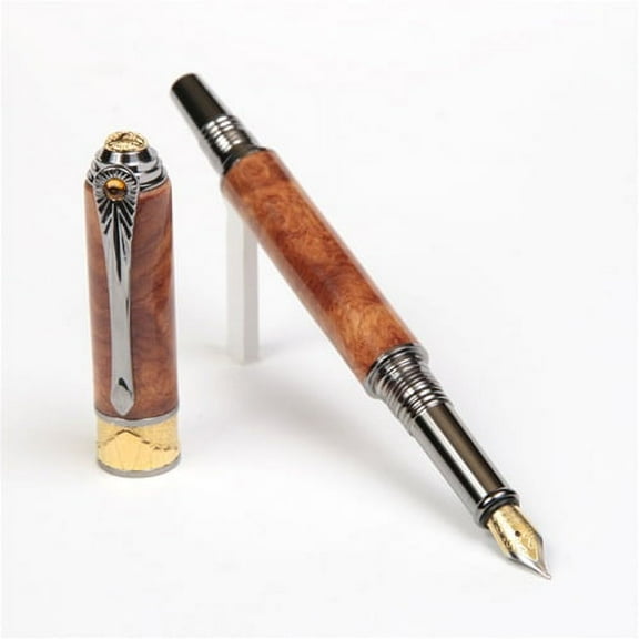 Art Deco Fountain Pen - Amboyna Burl