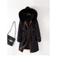 thumbnail image 4 of Three Wears-Parka de piel de longitud media para mujer, forro interior desmontable, Abrigo acolchado de algodón, ropa de abrigo de talla grande 3XL, 4 of 5