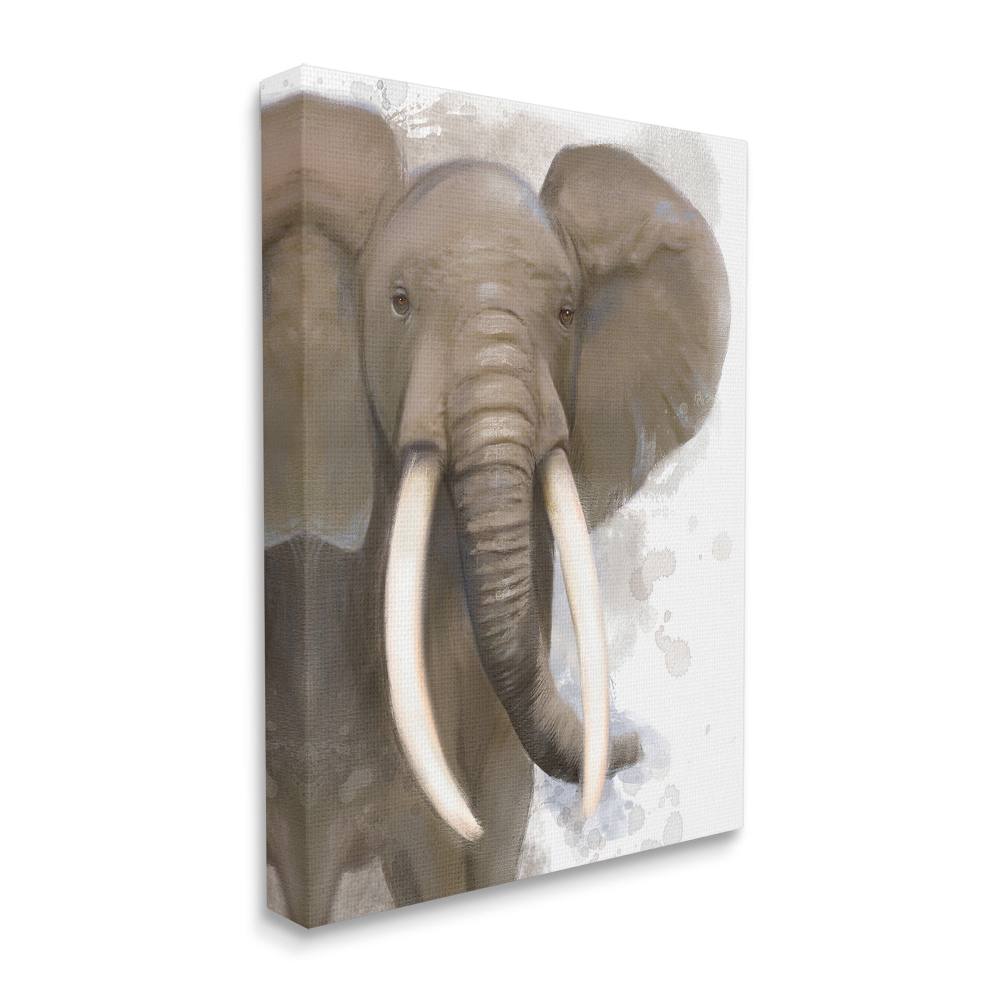 Stupell Industries Elephant & Modern Splash Animals & Insects Painting Gallery Wrapped Canvas Art Print Wall Art, 36 x 48
