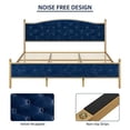 thumbnail image 4 of Litake King Size Bed Frame Upholstered Platform Bed with Velvet and Button Tufted Headboard, Heavy Duty Metal Mattress Foundation and Wood Slats No Box Needed for Bedroom in Gold and Blue, 4 of 6