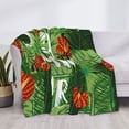 thumbnail image 3 of Honeii Palm Leaves And Tropical Flowers print throw blanket, crafted from cozy cotton flannel, offers versatile home decor as a bedding suitable for all seasons.-40"x30", 3 of 6