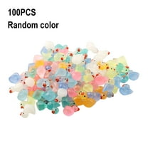 BESTSKY Assorted 100 Mini Duck Rubber Ducks Miniature Luminous Resin Figurines