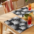thumbnail image 4 of Black Palm Leaves Coastal Placemats Set of 12 Summer Tropical Botanical Boho Place Mats Indoor Wipeable Table Mats Washable Cloth Dining Table Placemats for Kitchen Holiday Party Decor 13x19 Inch, 4 of 9