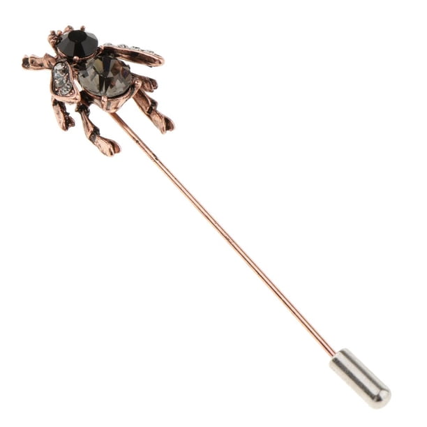 Broche de abeja con diamantes de imitación, estilo vintage, con forma de insecto. Negro