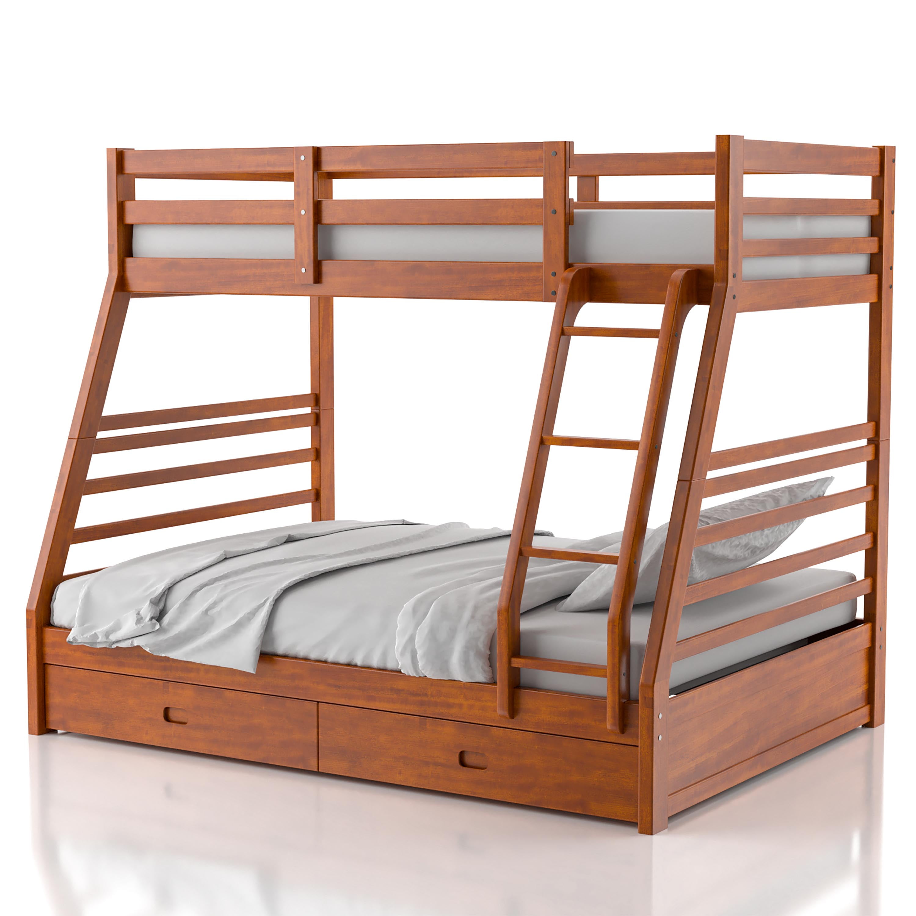 Furniture of America Luke Wood Oak Twin/Full Kids Bunk Bed with Drawers