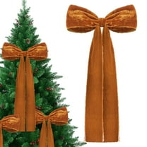 BinKFF Rustic Large Velvet Bows Christmas Decorations - 8.6 x 17.7 Inch Vintage Ribbon Bow for Xmas Tree Topper Wreath Garland Fireplace Mantel Staircase Wedding Home Decor