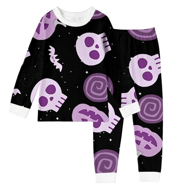 Ensemble de Pyjama d'Halloween pour Garçons à Manches Longues, Vêtement de Nuit avec Imprimé Bricolage, Tenue Confortable pour Enfants de 2 à 10 Ans